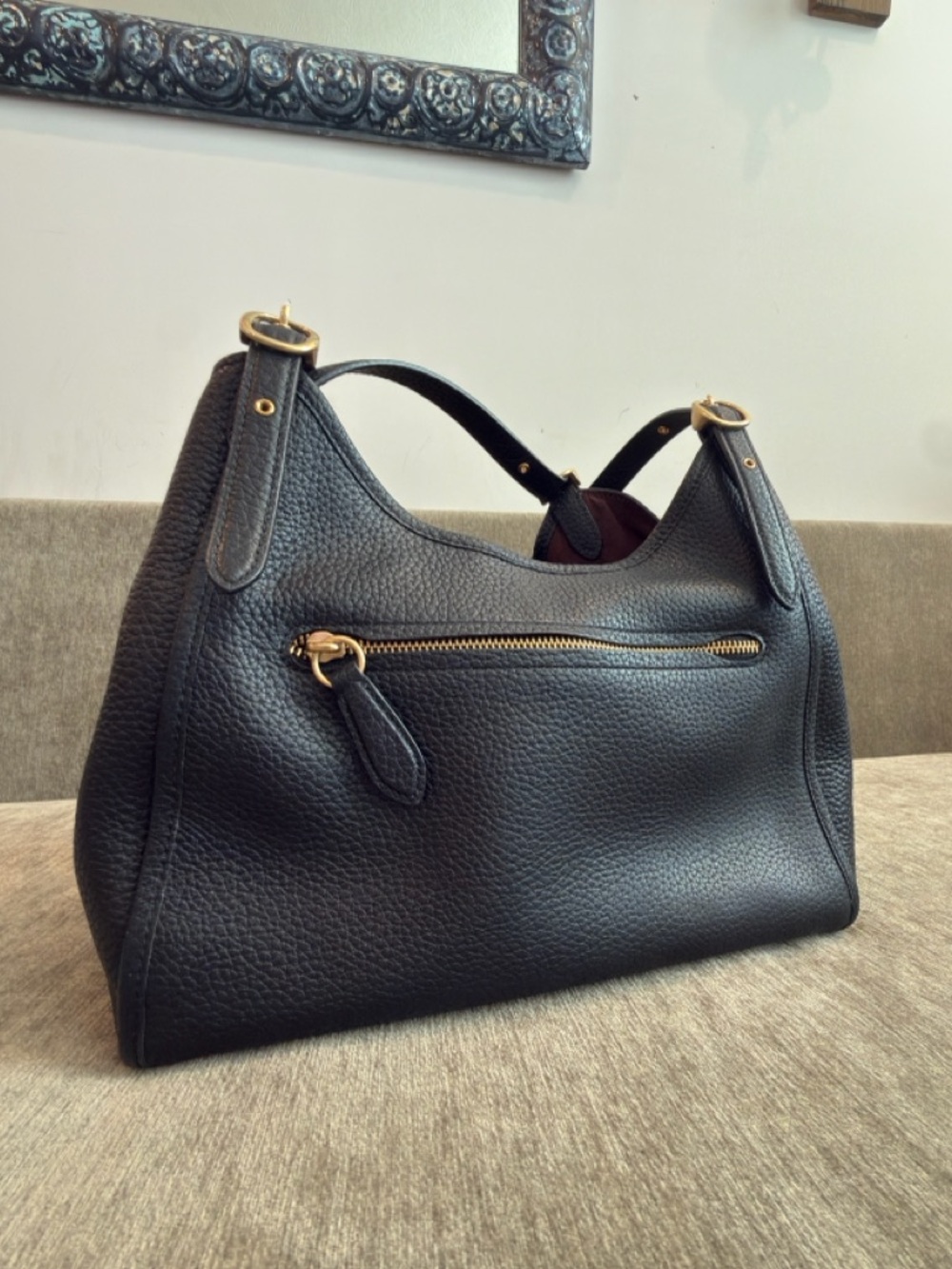 Authentic Coach Lori Black Pebble Leather Shoulder Bag With Gold Hardware - Picture 3 of 14
